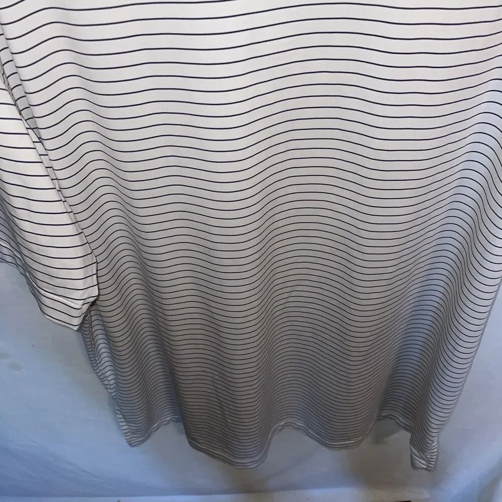 Peter Millar Summer Comfort Men’s Polo Shirt Sz XL White Striped Athleisure Golf